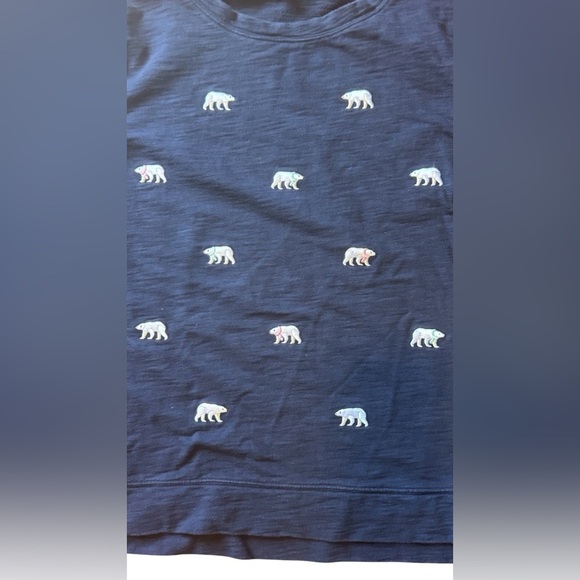 TALBOTS Navy Blue Cotton French Terry Top with Embroidered Polar Bear Detail - Picture 3 of 5